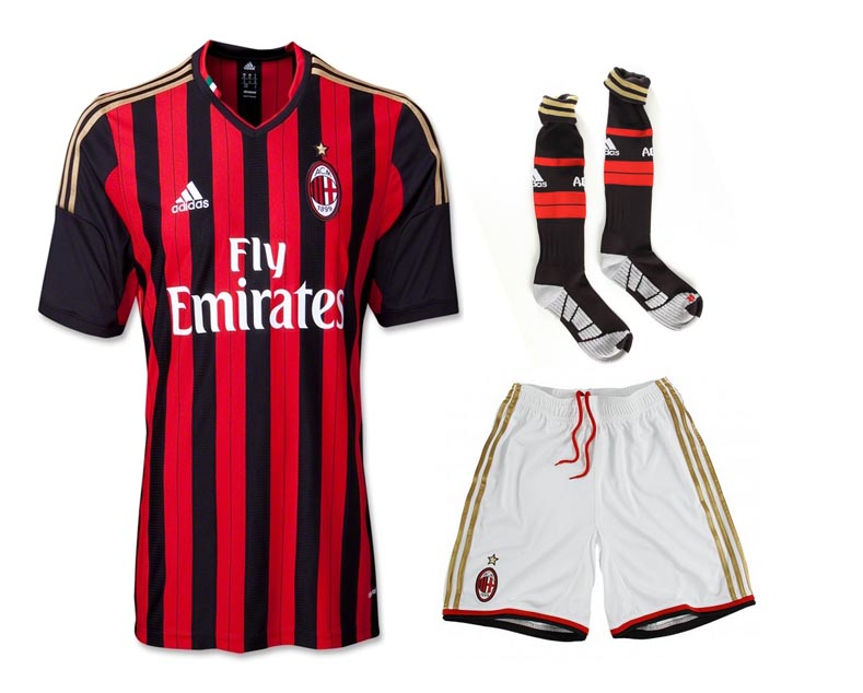 13-14 AC Milan Home Jersey Whole Kit(Shirt+Short+Socks) - Click Image to Close